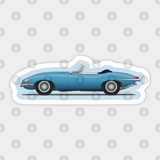 Jaguar E Type Roadster Cotswold Blue Sticker by SteveHClark